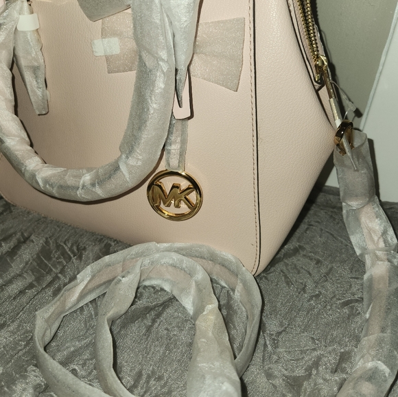 Michael Kors Charlotte Leather Satchel in Powder Blush - Picture 9 of 12